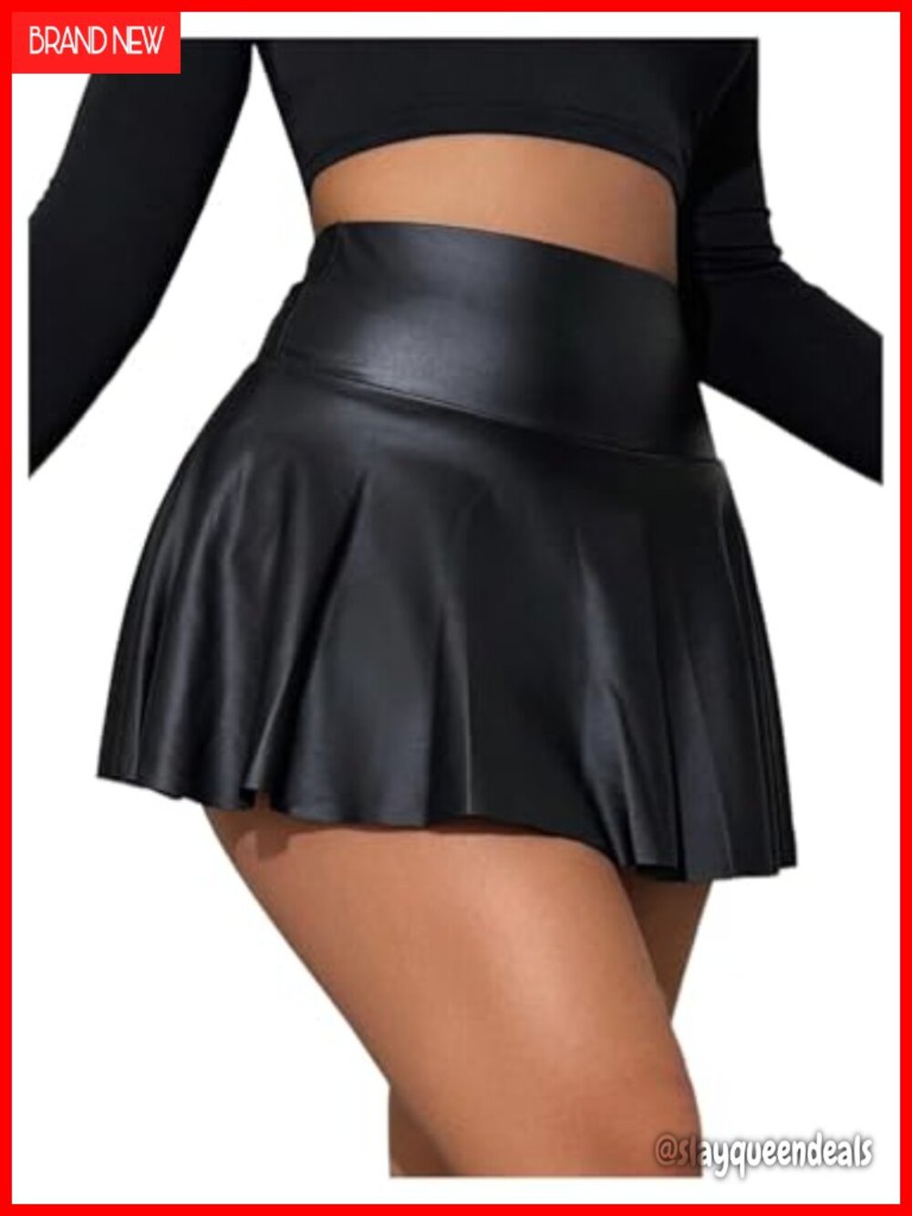 Women's Faux Leather High Waist Skort Ruffle Hem Mini Concert Outfit